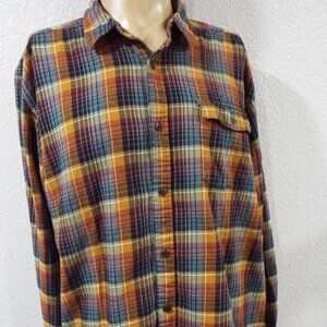 Patagonia Lightweight Fjord Flannel Men's Brown Blue Plaid Organic Cotton Sz XL